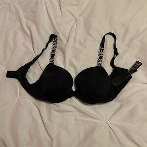 Victoria's Secret Black Bling Strap Perfect Shape Push-Up Bra